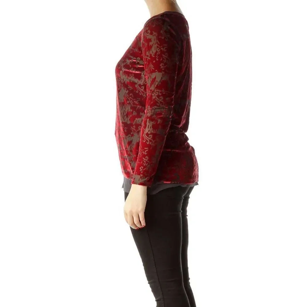 Simply Vera Wang crushed velvet shirt - size medium (burgundy)